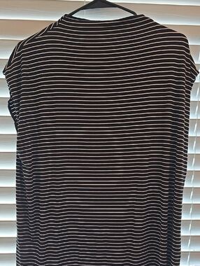 Betabrand Black and White Striped Cap-Sleeve Tank